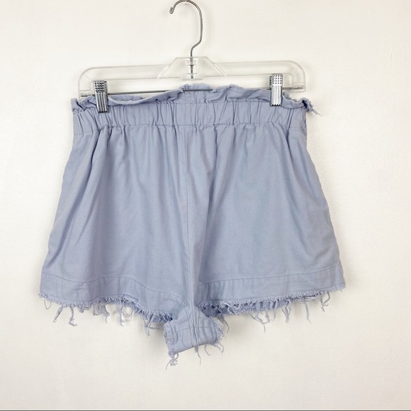 Urban Outfitters Ecote blue paper bag waisted shorts high rise raw hem size L - Picture 8 of 9